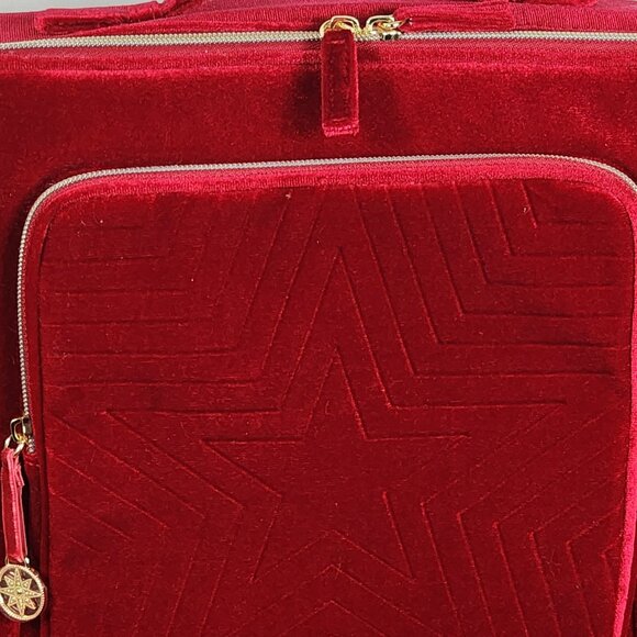 Estee Lauder Red Velvet with Gold Hardware Holiday Recycled Cosmetic Makeup Bag - Picture 2 of 16